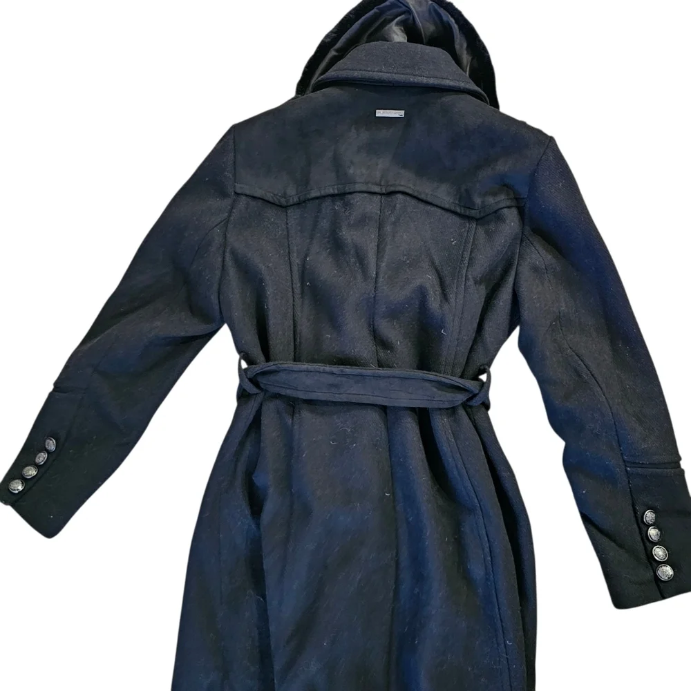 Vince Camuto Black Faux Fur Collar  Coat - Picture 7 of 8